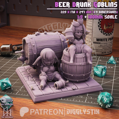 Beer Drunk Goblins Miniature Diorama - by Jigglystix