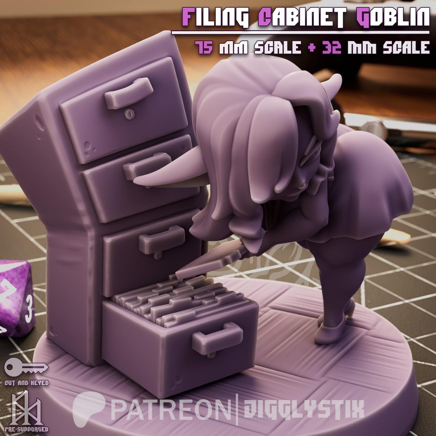 Filing Cabinet Goblin Miniature - by Jigglystix
