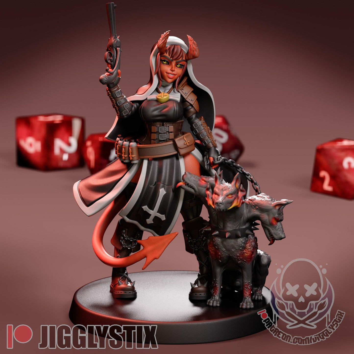 Tiefling Battle Cleric Miniature - by Jigglystix