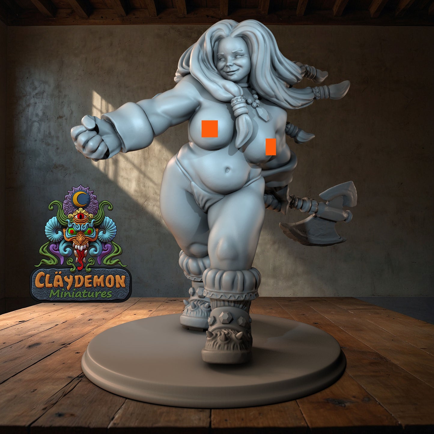The Forest Sorceress and her Dwarf Guardians Diorama - by Claydemon Miniatures