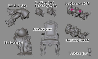 Black Swan Goth Girl Miniature - by Mayatomr