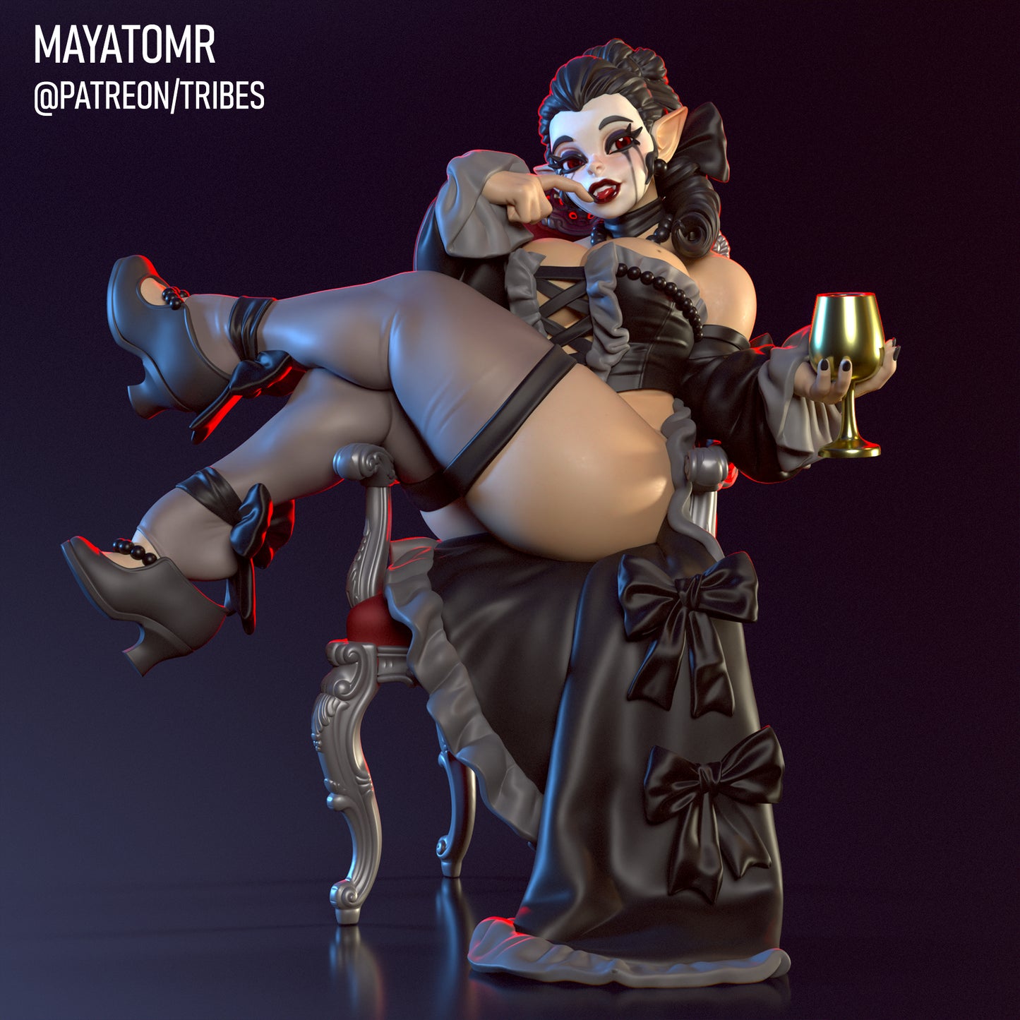 Black Swan Goth Girl Miniature - by Mayatomr