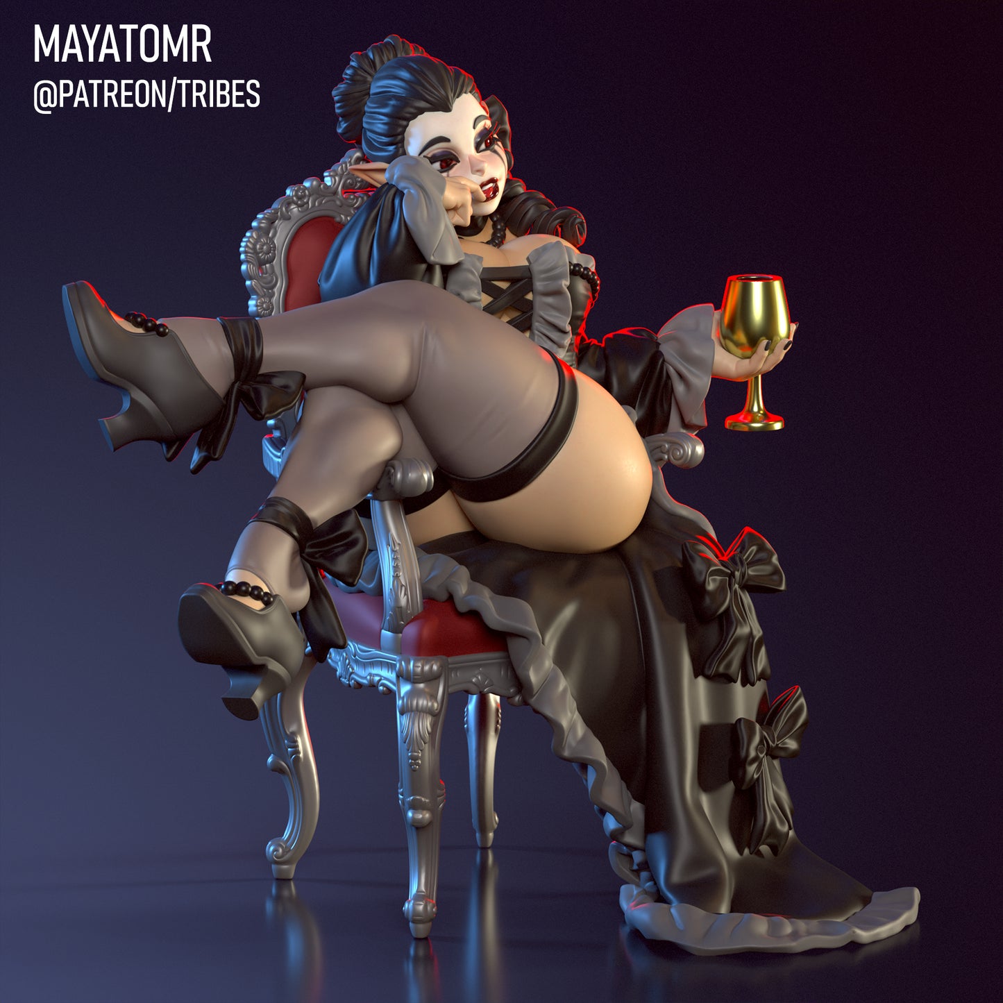 Black Swan Goth Girl Miniature - by Mayatomr