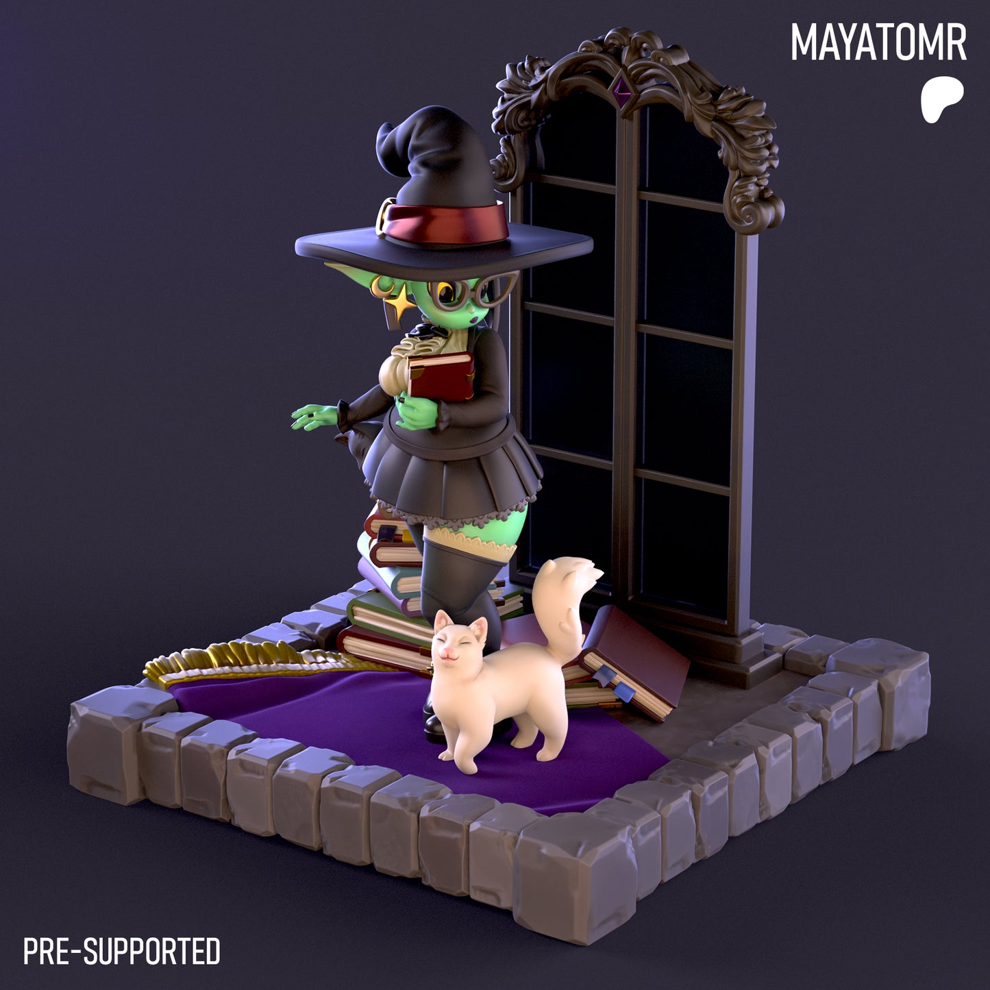 Bookworm Goblin Witch Miniature - by Mayatomr