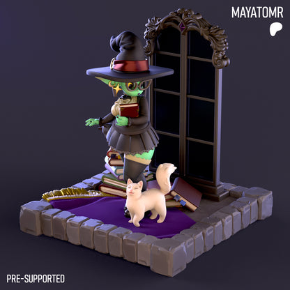 Bookworm Goblin Witch Miniature - by Mayatomr