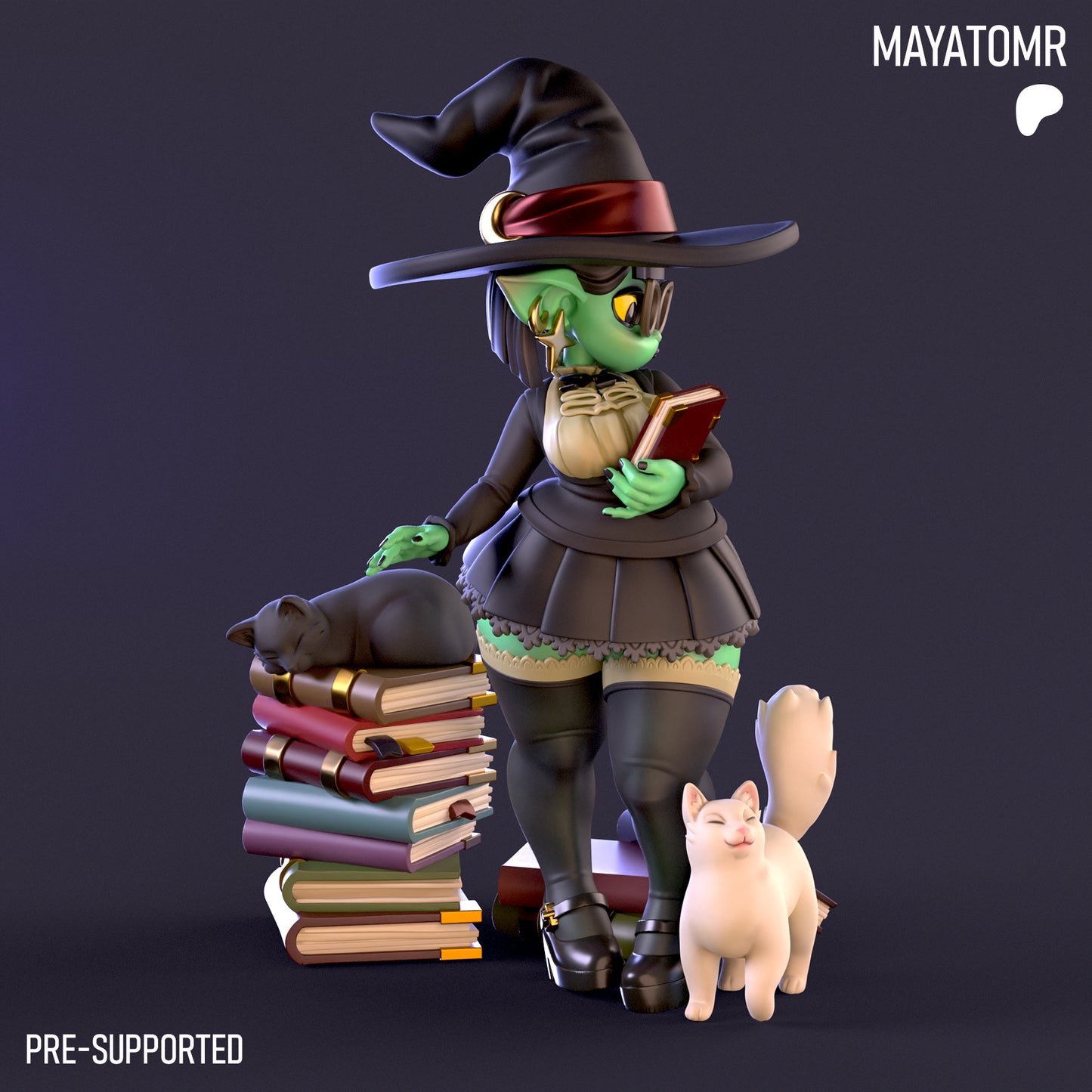 Bookworm Goblin Witch Miniature - by Mayatomr