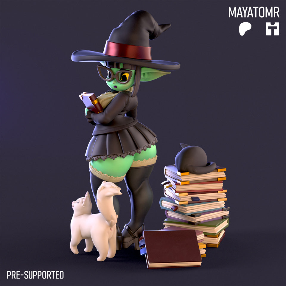 Bookworm Goblin Witch Miniature - by Mayatomr