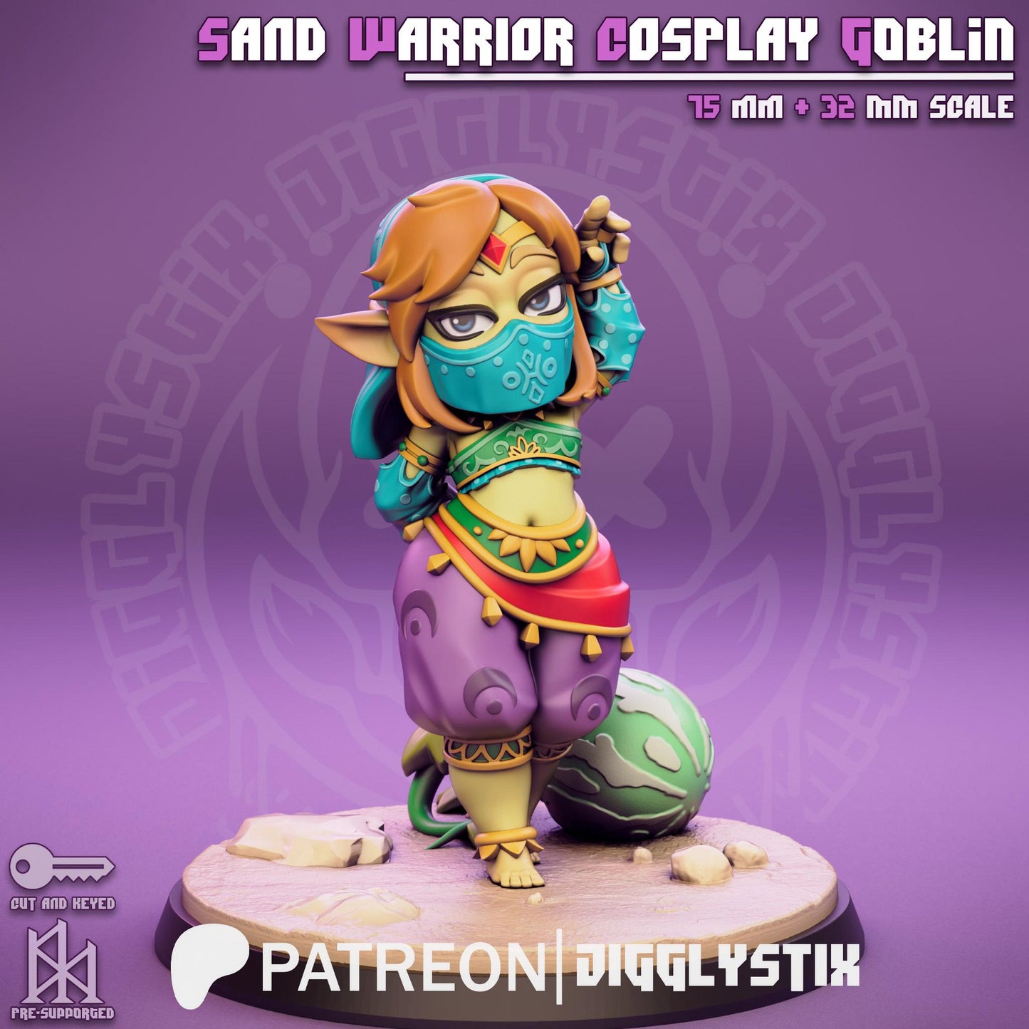 Sand Warrior Cosplay Goblin Miniature - by Jigglystix