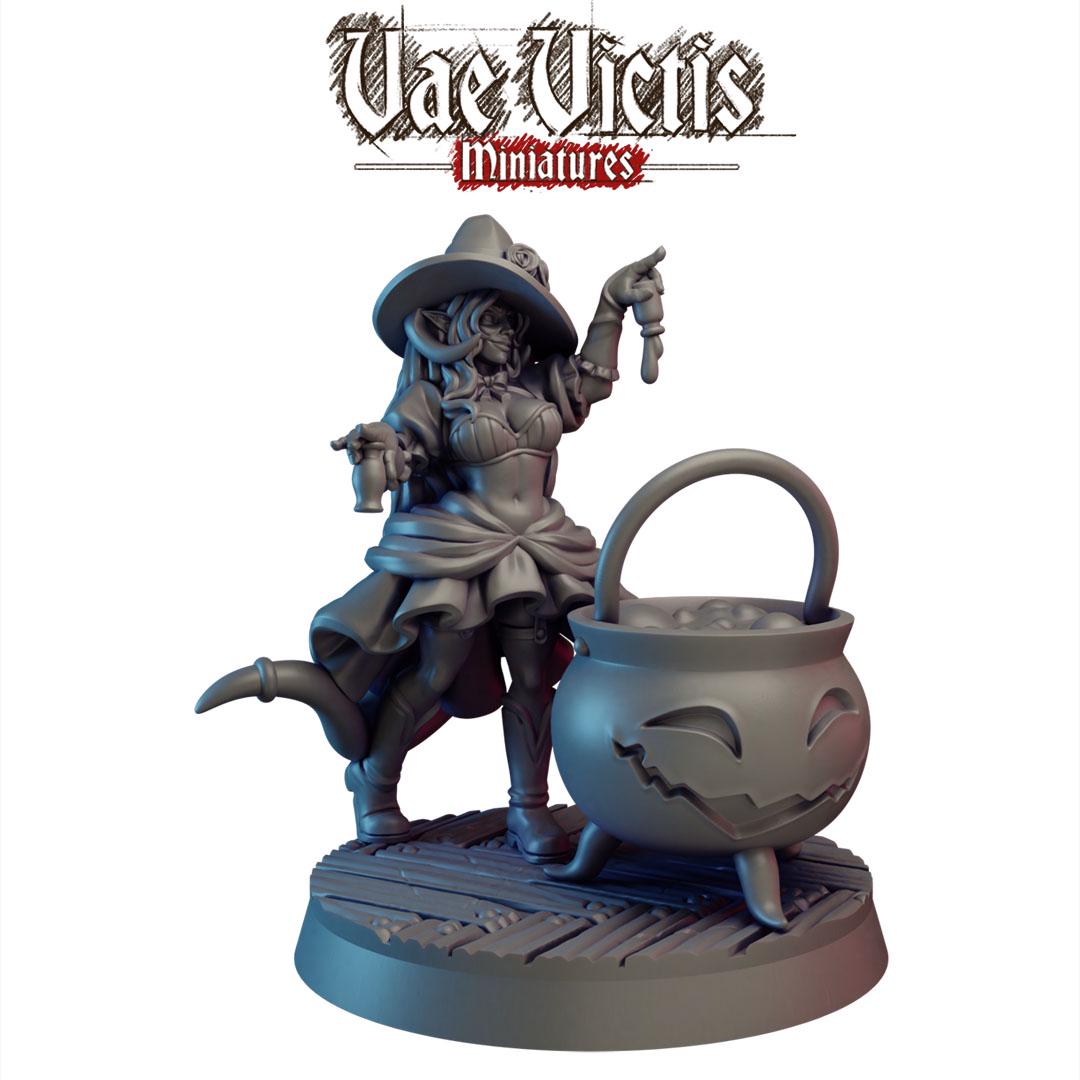 Witch and Cauldron Miniature - by Vae Victis Miniatures