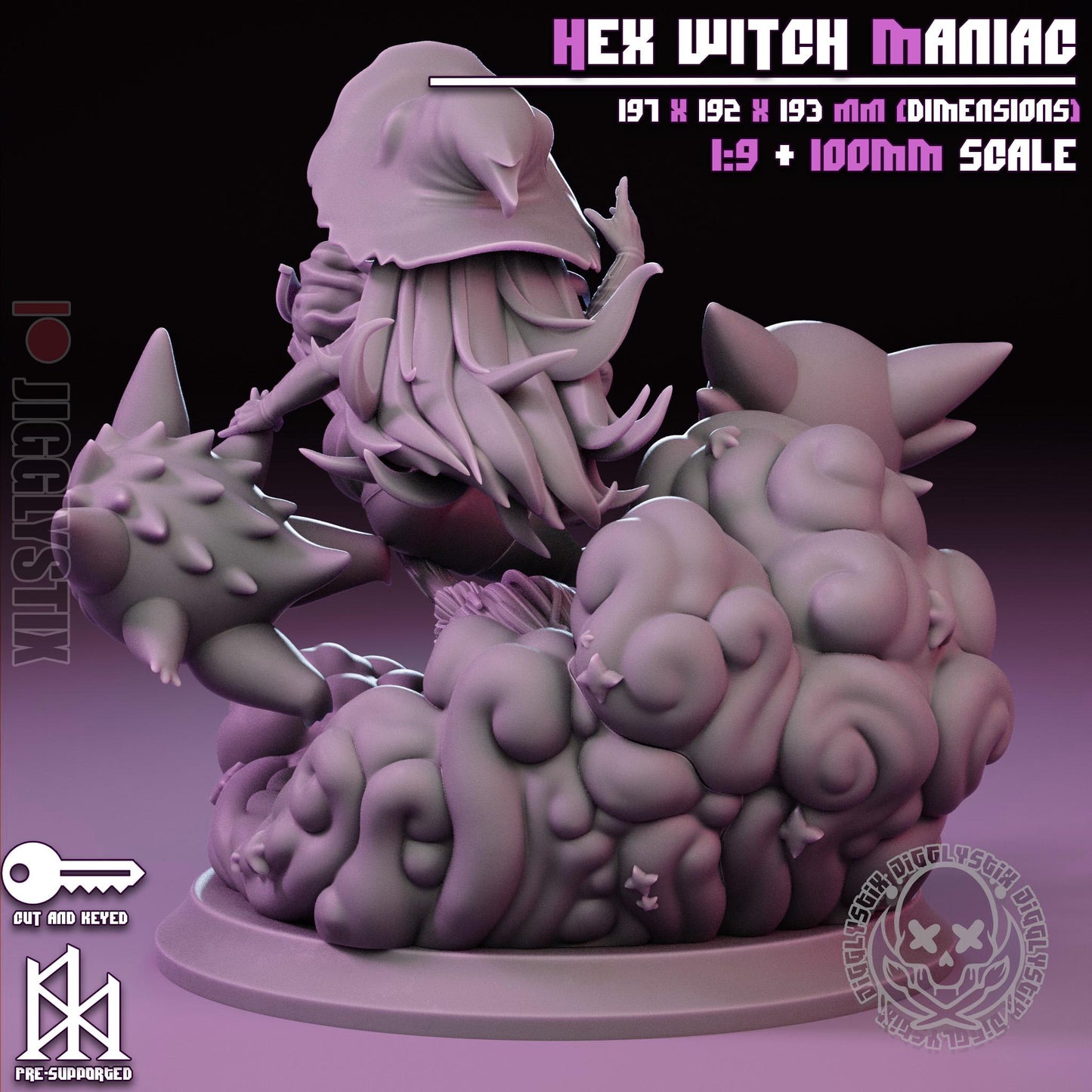 Hex Witch Maniac Miniature - by Jigglystix