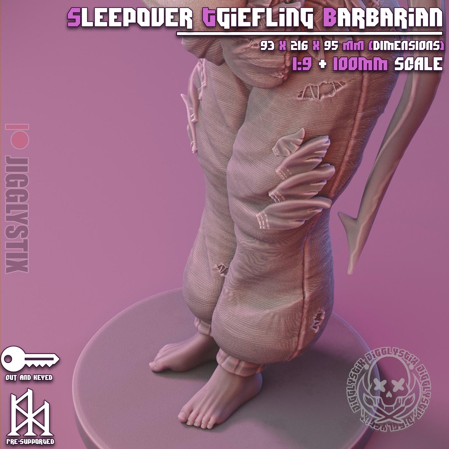 Sleepover Tiefling Barbarian Miniature - by Jigglystix