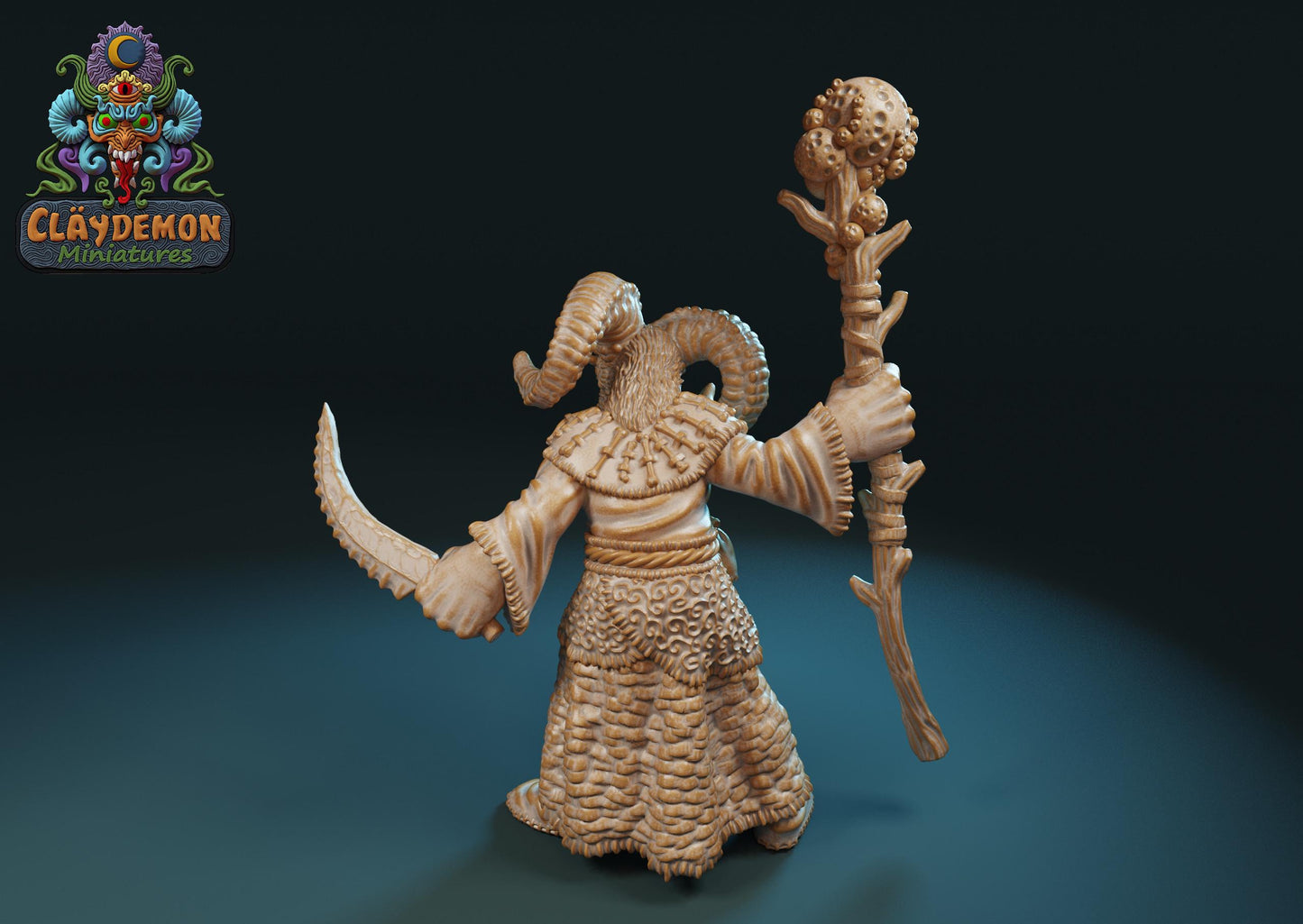 Beastman Shaman Miniature - by Claydemon Miniatures