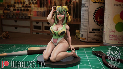 Day at the Pool Frog Girl Miniature - by Jigglystix