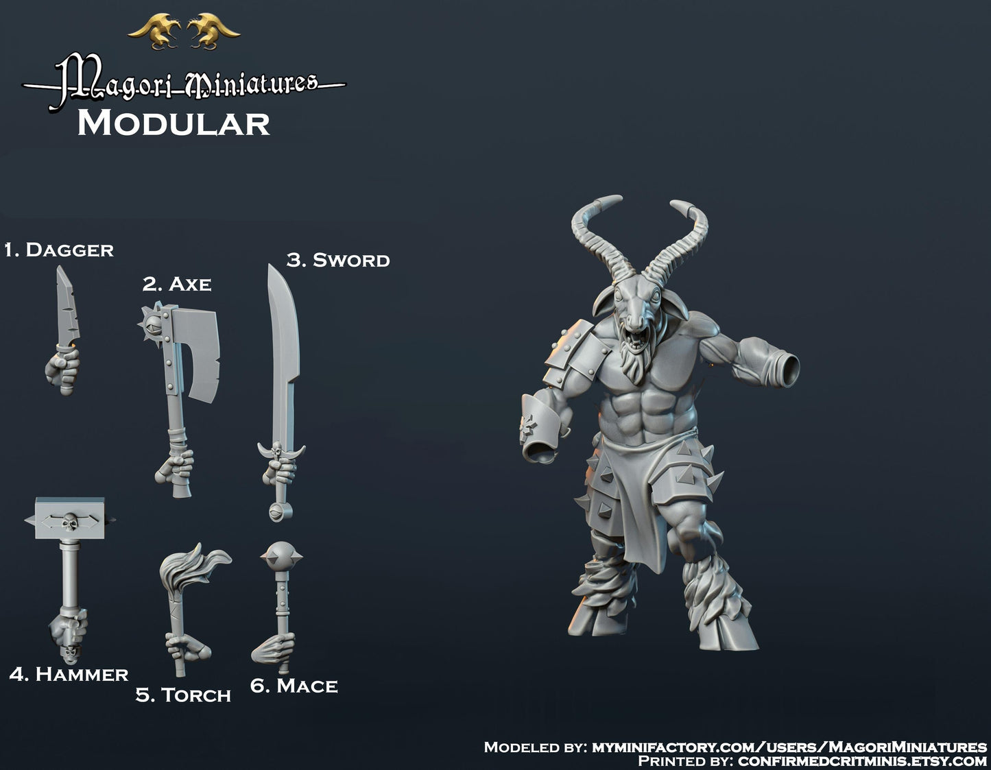 Goatman Cultist Miniature A - by Magori Miniatures