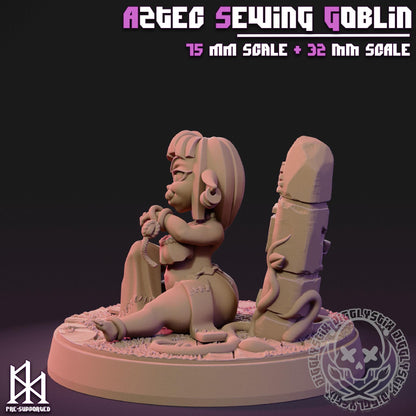 Aztec Sewing Goblin Miniature - by Jigglystix