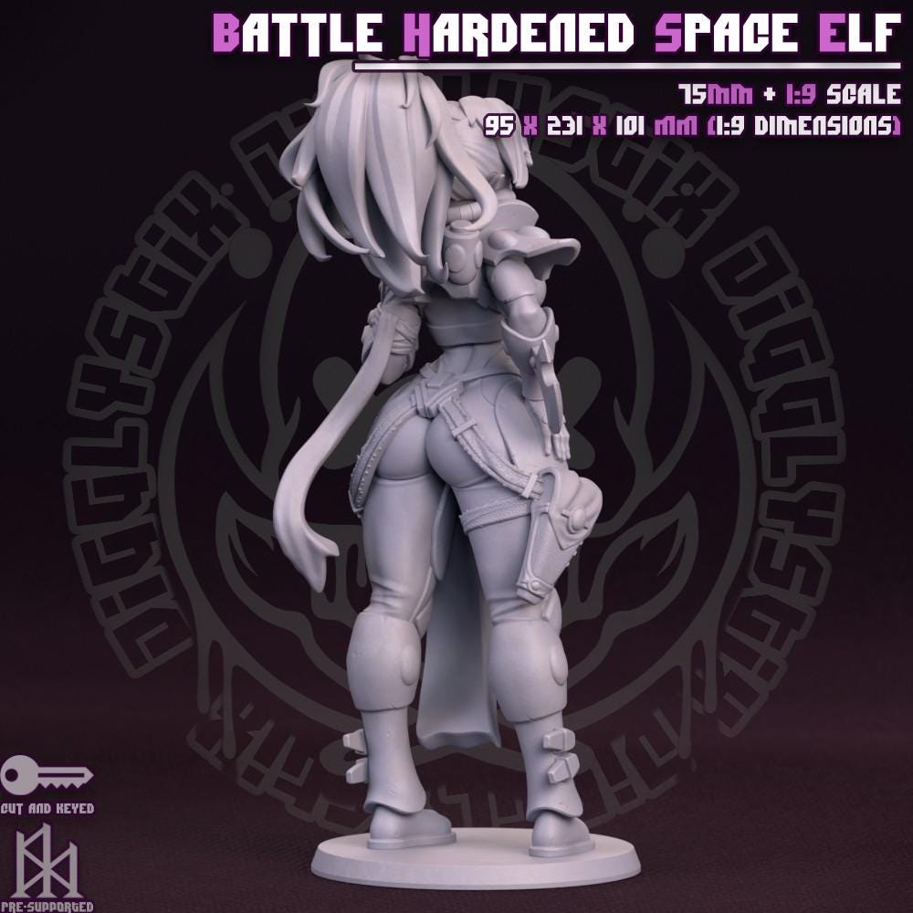 Battle Hardened Space Elf Miniature - by Jigglystix
