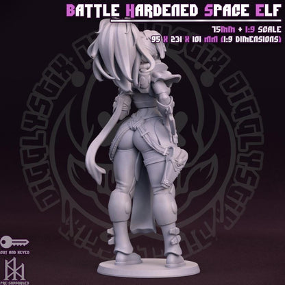 Battle Hardened Space Elf Miniature - by Jigglystix