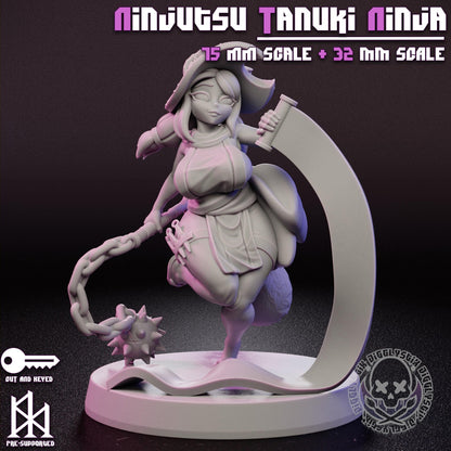 Ninjutsu Tanuki Ninja Miniature - by Jigglystix