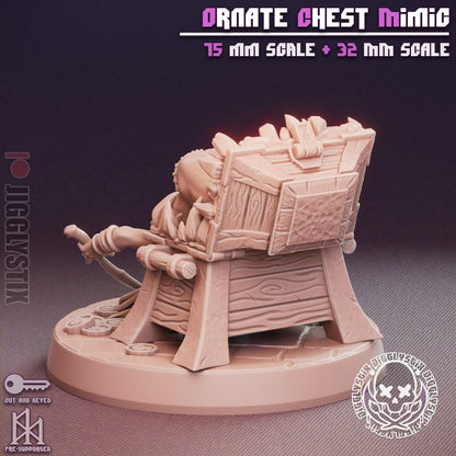 Ornate Chest Mimic Miniature - by Jigglystix