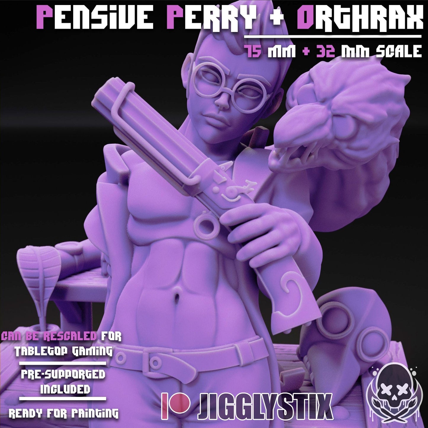 Pensive Perry & Orthrax Miniature - by Jigglystix