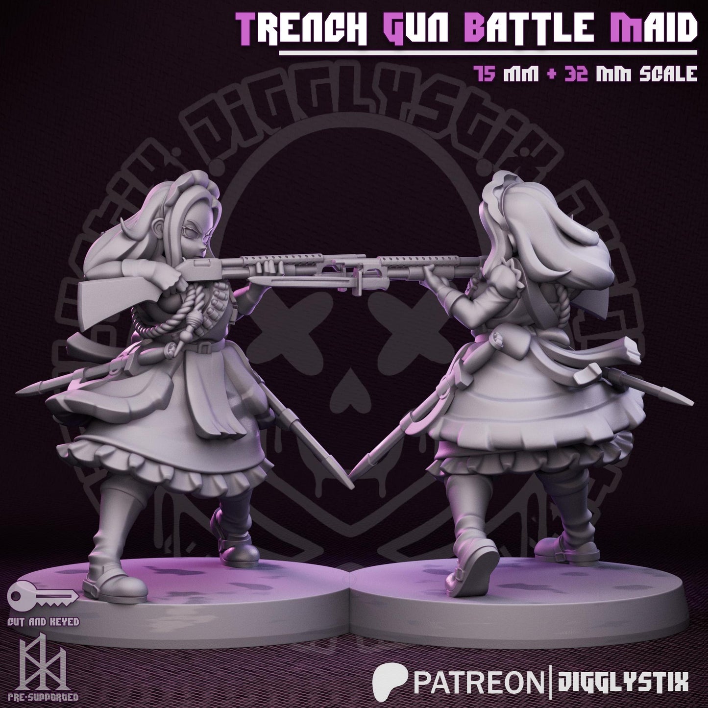 Trench Gun Battle Maid Miniature - by Jigglystix