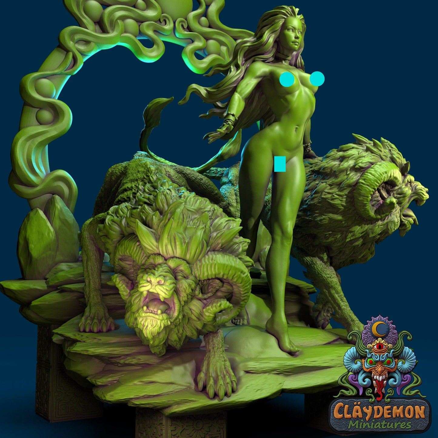 Megaris the Lion Mistress Miniature - by Claydemon Miniatures
