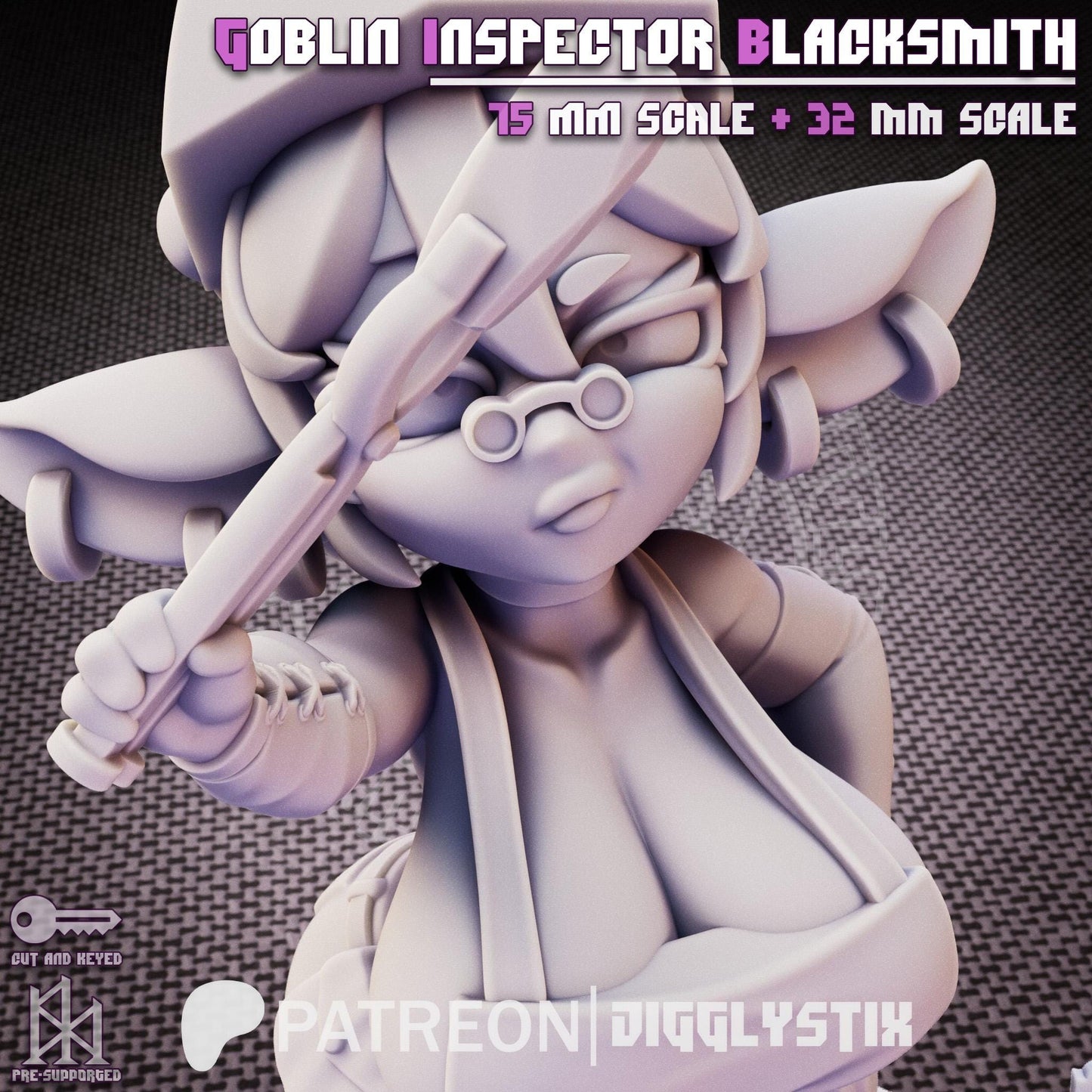 Goblin Inspector Blacksmith Miniature - by Jigglystix