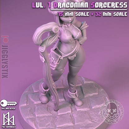 Lvl 1 Draconian Sorceress Miniature - by Jigglystix