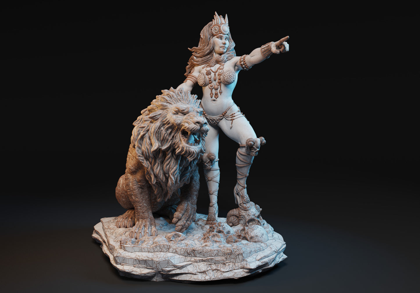 Chalistra the Lion Princess Miniature - by Claydemon Miniatures