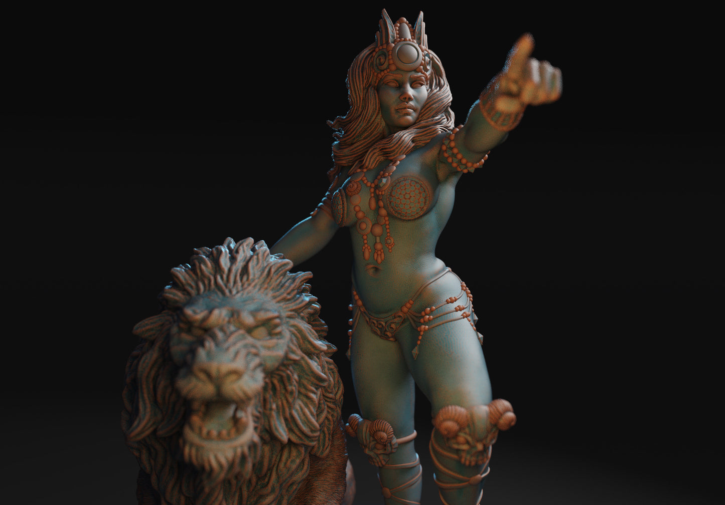 Chalistra the Lion Princess Miniature - by Claydemon Miniatures