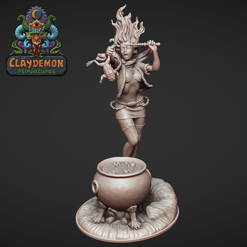 Cinnabar the Witch Miniature - by Claydemon Miniatures