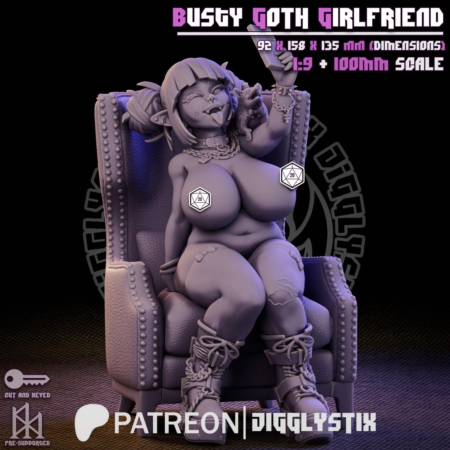 Busty Goth Girlfriend Miniature - by Jigglystix