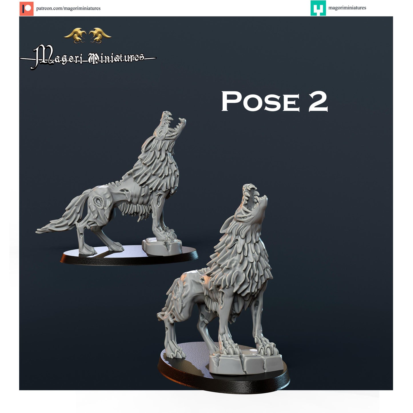 Undead Dire Wolf Miniatures - by Magori Miniatures