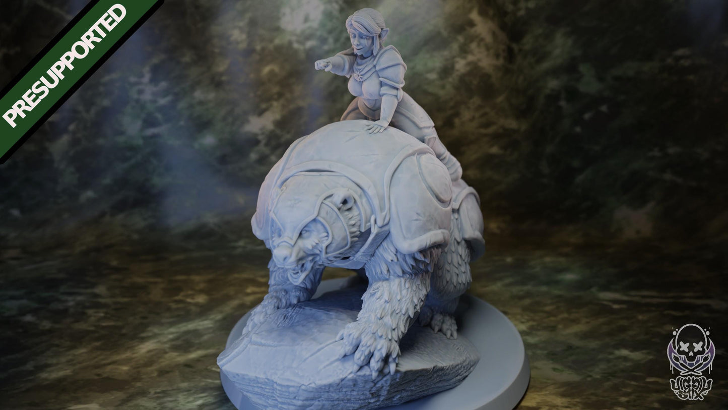 Charging Gnome Paladin Rider Miniature - by Jigglystix