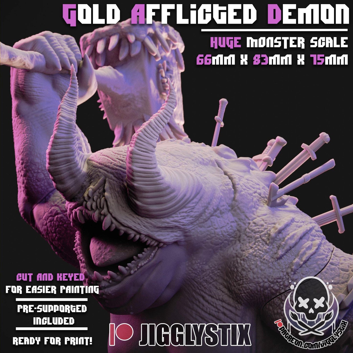 Gold Afflicted Demon Miniature - by Jigglystix