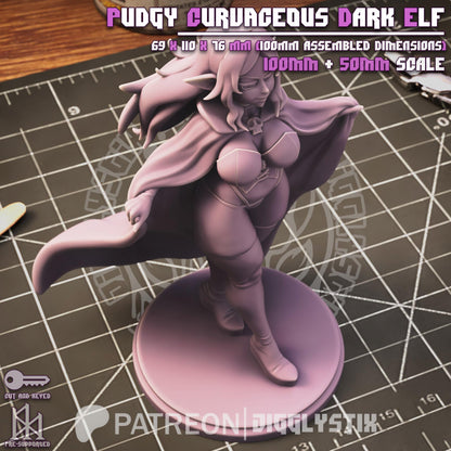 Pudgy Curvaceous Dark Elf Miniature - by Jigglystix