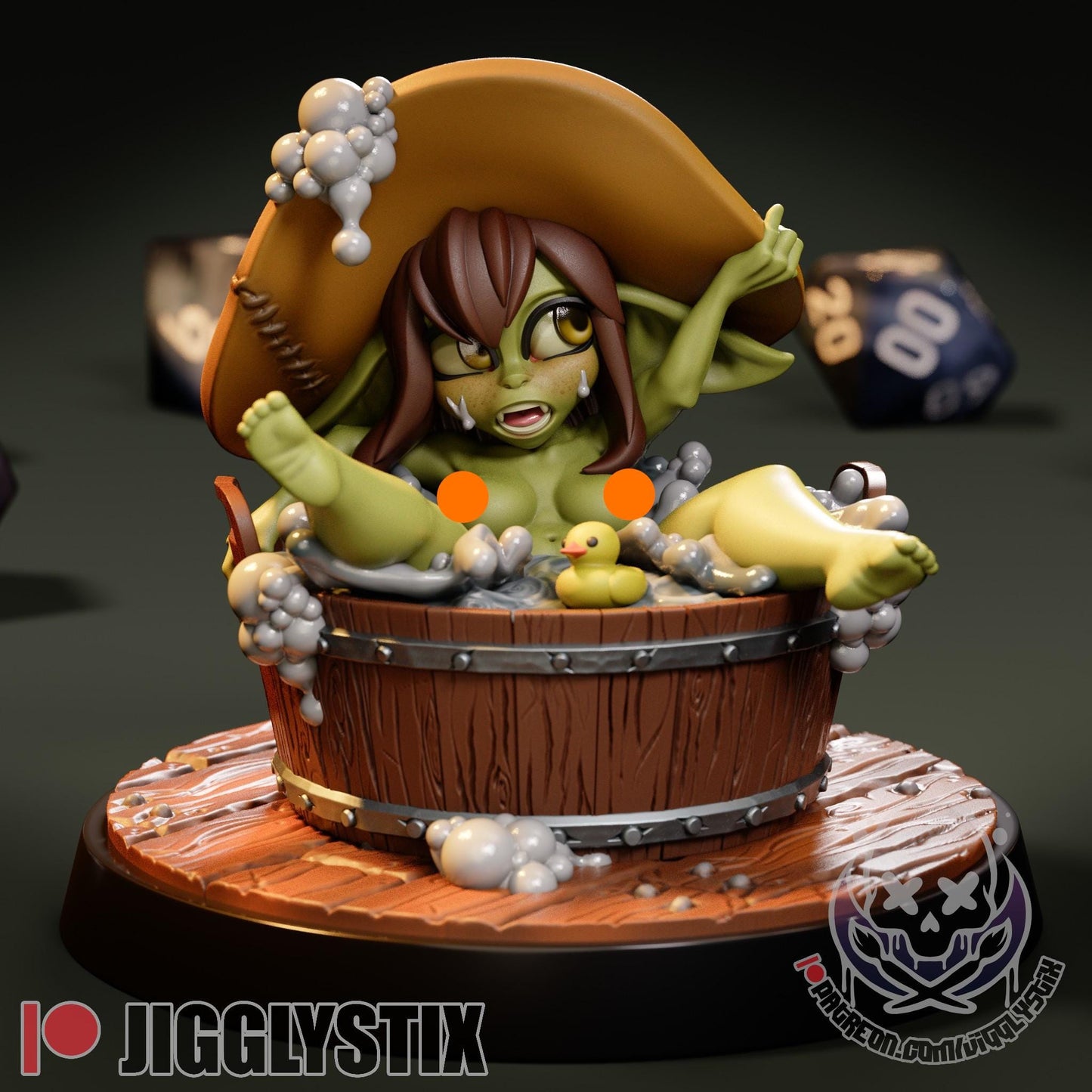 Bath Time Goblin Girl Miniature - by Jigglystix