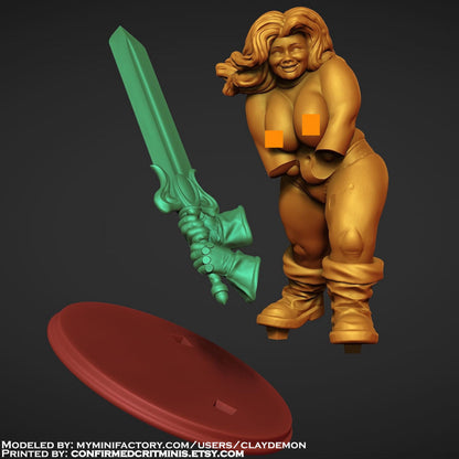Boska the Dwarf Warrior Woman Miniature - by Claydemon Miniatures
