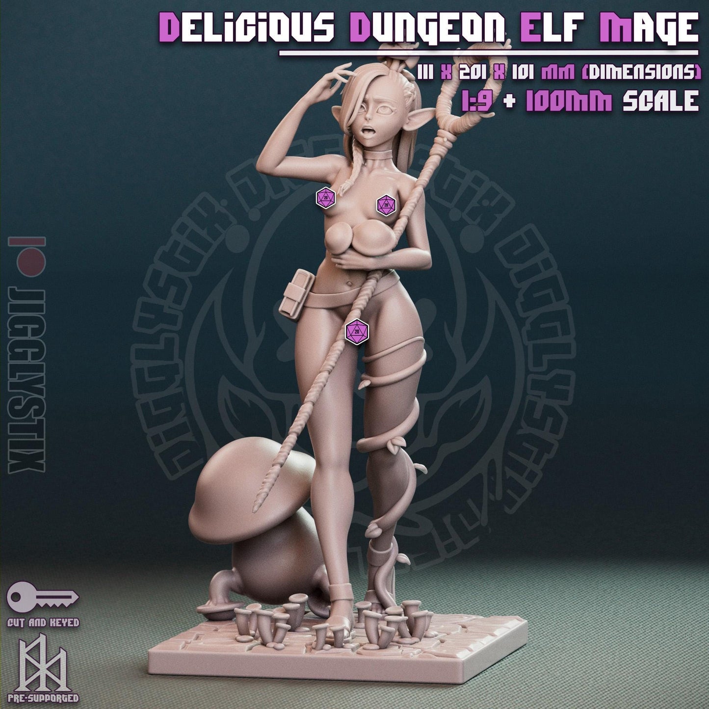 Delicious Dungeon Elf Mage Miniature - by Jigglystix