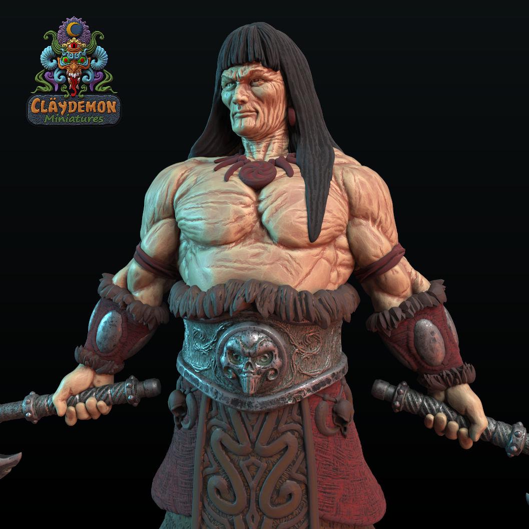 Vagarr the Barbarian Miniature - by Claydemon Miniatures
