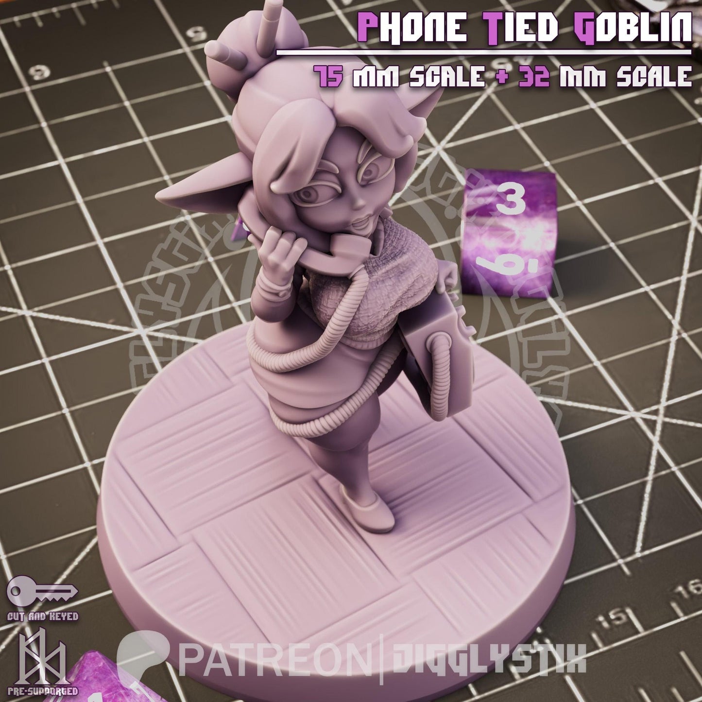Phone Tied Goblin Miniature - by Jigglystix