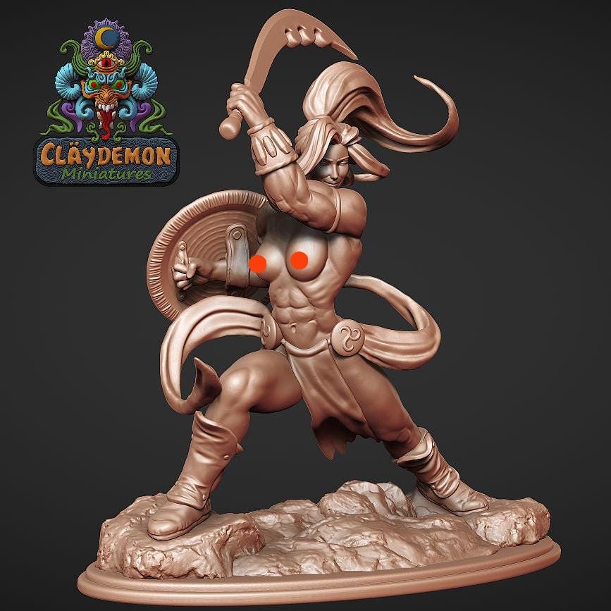 Verrana the Warrior Woman Miniature - by Claydemon Miniatures