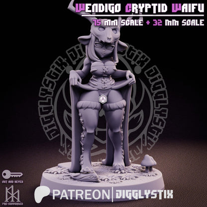 Wendigo Cryptid Waifu Miniature - by Jigglystix