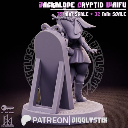 Jackalope Cryptid Waifu Miniature - by Jigglystix