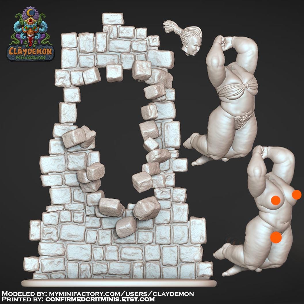 Wallbreaker Woman Miniature - by Claydemon Miniatures
