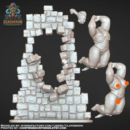 Wallbreaker Woman Miniature - by Claydemon Miniatures