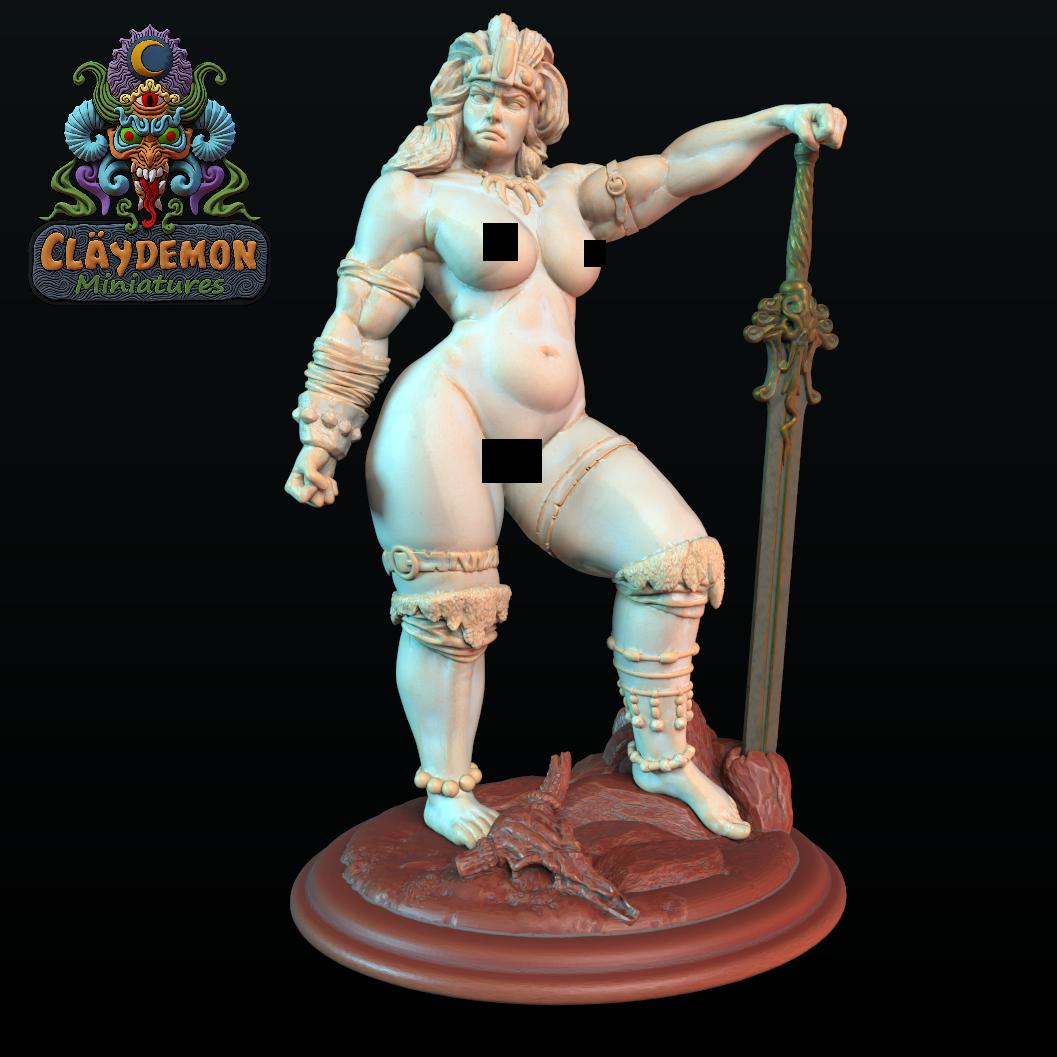 Vesta the Blooddrinker Warrior Woman Miniature - by Claydemon Miniatures