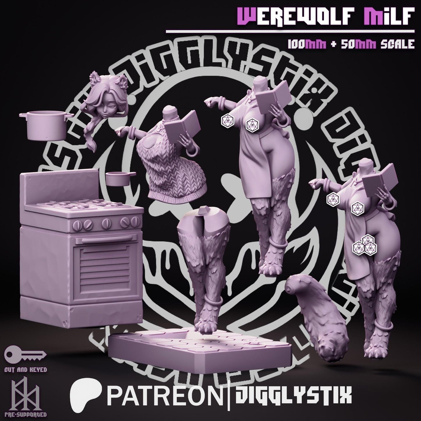 Werewolf Milf Miniature - by Jigglystix