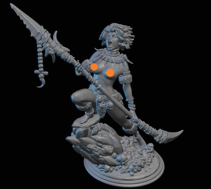 Prehistoric Howler Woman Miniature - by Claydemon Miniatures