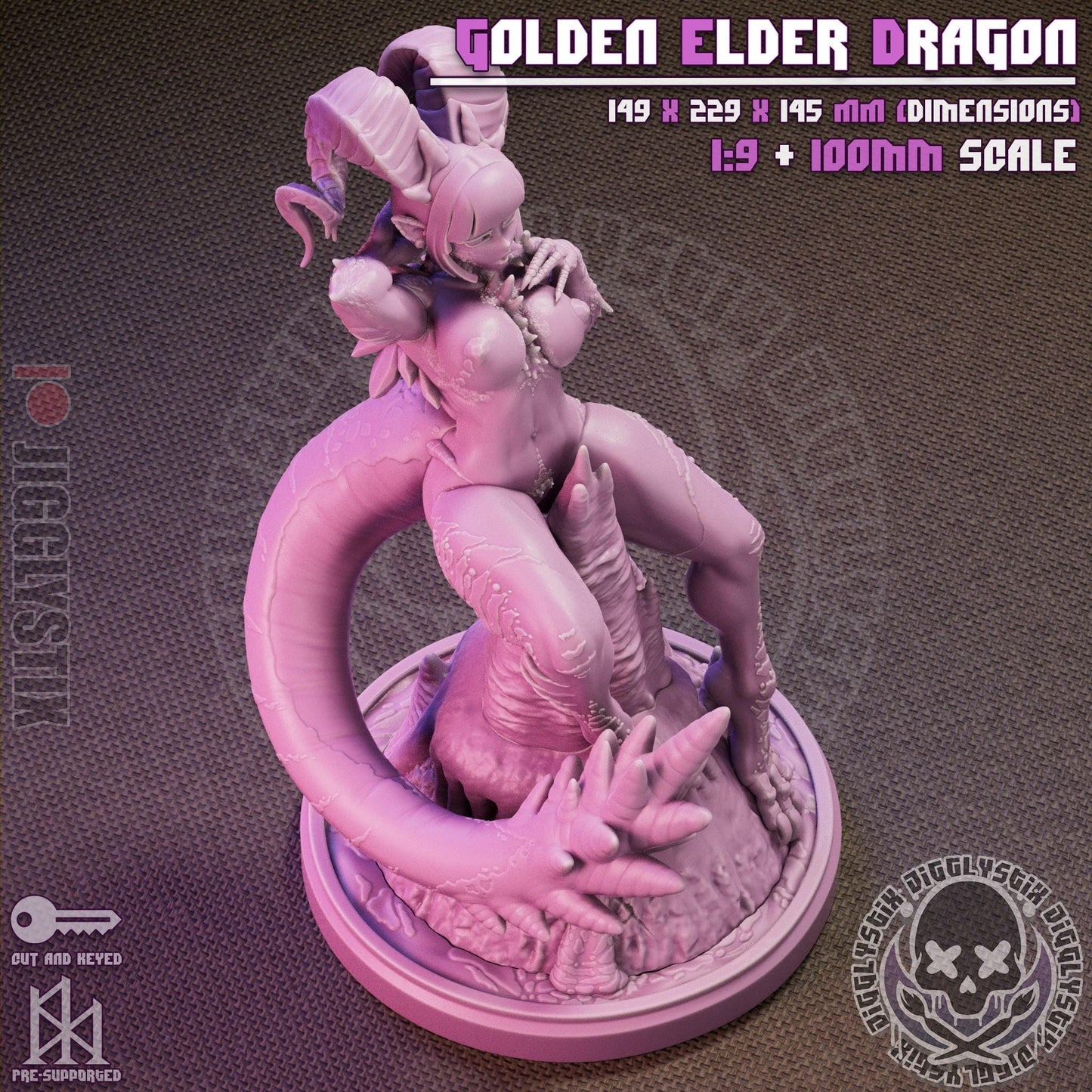 Golden Elder Dragon Lady Miniature - by Jigglystix